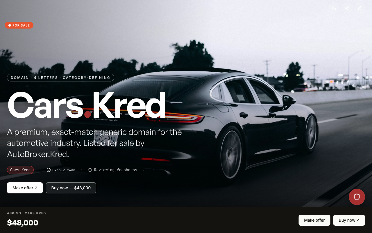Cars.Kred desktop Kredentials page